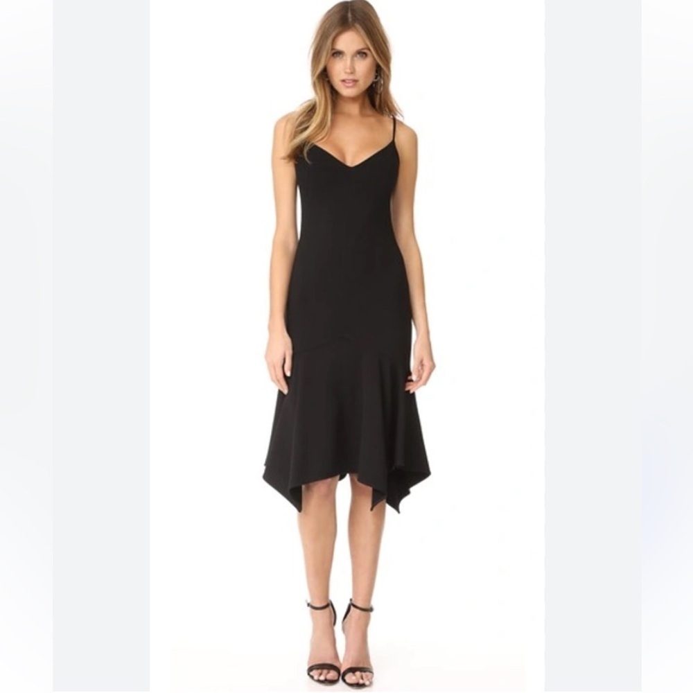 Black Halo Malik Hankerchief Hem Slip Midi Dress Cocktail Formal Size 0